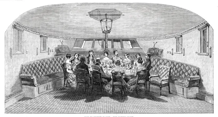 Framed Print : Her Majestys Yacht, the Dining-Room, 1844. Creator: Ebenezer Landells Framed Print : Her Majestys Yacht, the Dining-Room, 1844. Creator: Ebenezer Landells