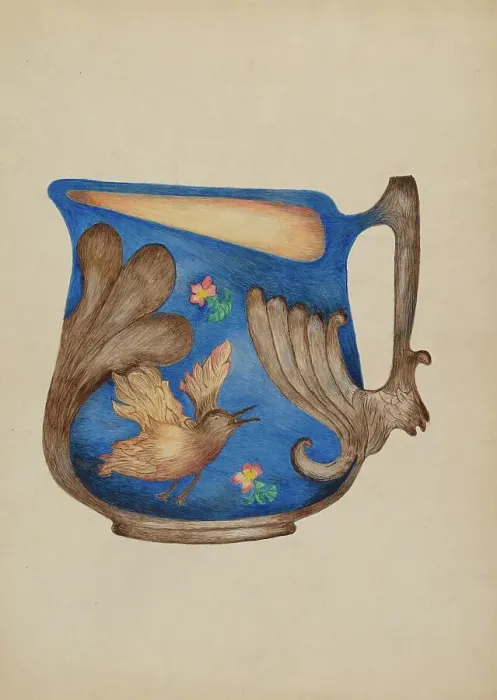 Framed Print : Majolica Pitcher, 1935 / 1942. Creator: Della Button Framed Print : Majolica Pitcher, 1935 / 1942. Creator: Della Button