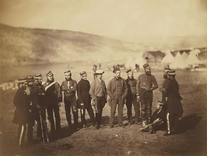 Framed Print : Major Burton and Officers of the 5th Dragoon Guards, 1855. Creator: Roger Fenton Framed Print : Major Burton and Officers of the 5th Dragoon Guards, 1855. Creator: Roger Fenton