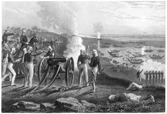 Framed Print : Major Eyre driving the Oude rebels from Allahabad, 1857, (c1860) Framed Print : Major Eyre driving the Oude rebels from Allahabad, 1857, (c1860)