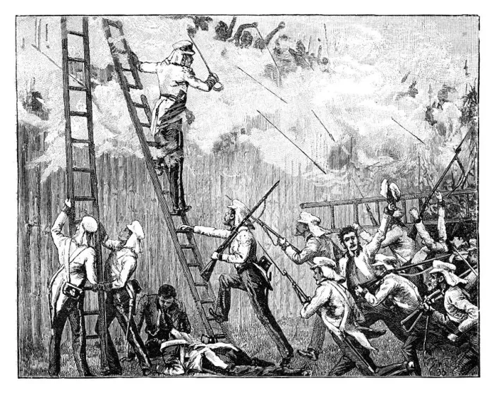 Framed Print : Major Frasers storming party carrying the stockade in front of Rangoon, 19th century Framed Print : Major Frasers storming party carrying the stockade in front of Rangoon, 19th century