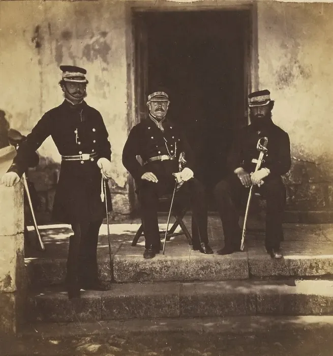 Framed Print : Major General Lockyer, and Two of his Staff, 1855. Creator: Roger Fenton Framed Print : Major General Lockyer, and Two of his Staff, 1855. Creator: Roger Fenton