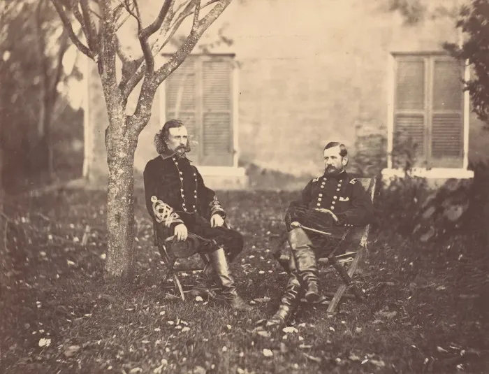 Framed Print : Major General Pleasanton and General Custer, 1863. Creator: Tim O Sullivan Framed Print : Major General Pleasanton and General Custer, 1863. Creator: Tim O Sullivan