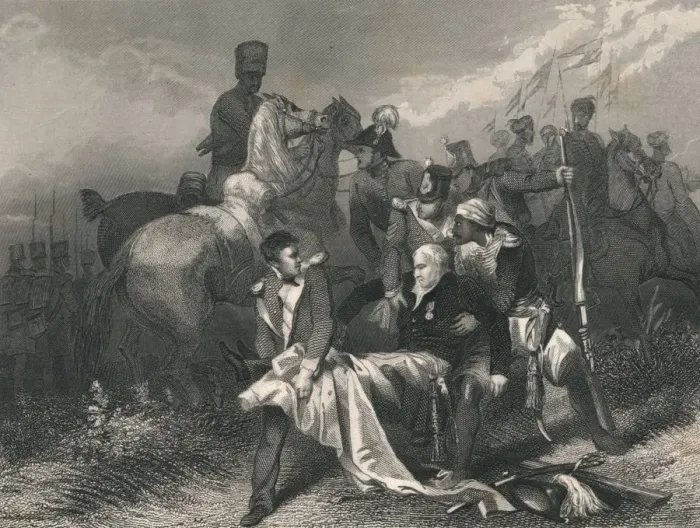 Framed Print : Major General Sir. R. H. Sale... Mortally Wounded at the Battle of Moodkee... (mid 19th century) Framed Print : Major General Sir. R. H. Sale... Mortally Wounded at the Battle of Moodkee... (mid 19th century)