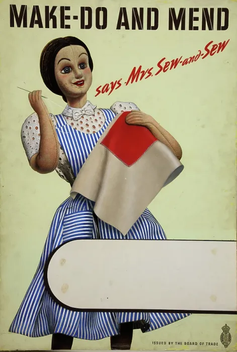 Framed Print : Make Do And Mend - says Mrs Sew-And-Sew, World War II poster, c1939-c1945 Framed Print : Make Do And Mend - says Mrs Sew-And-Sew, World War II poster, c1939-c1945