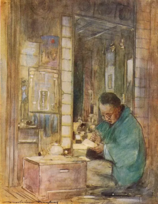Framed Print : Making Up Accounts, c1887, (1901). Artist: Mortimer L Menpes Framed Print : Making Up Accounts, c1887, (1901). Artist: Mortimer L Menpes