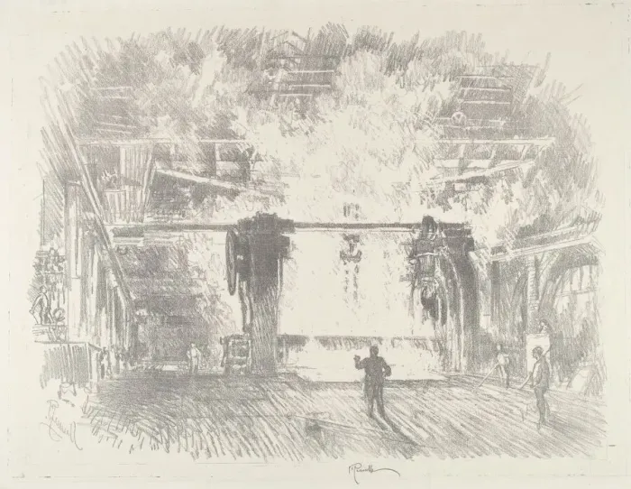Framed Print : Making Armour-Plate, 1916. Creator: Joseph Pennell
