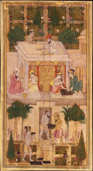 Framed Print : Making Books in a Garden. Artist: Indian Art Framed Print : Making Books in a Garden. Artist: Indian Art