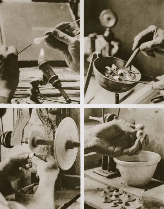 Framed Print : Making coloured glass eyeballs, c1914-c1918 Framed Print : Making coloured glass eyeballs, c1914-c1918