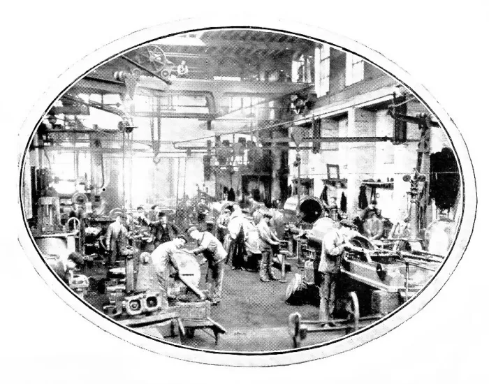 Framed Print : The making of the engines that drive cotton-mills: one of the erecting-shops, 1909. Creator: Unknown