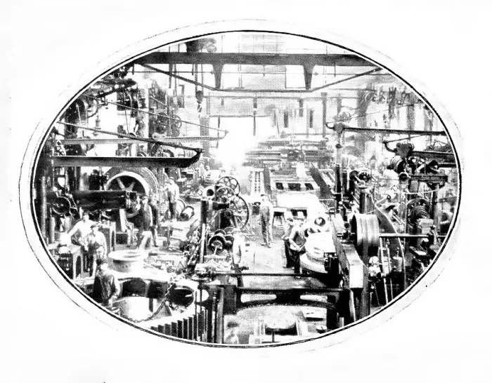 Framed Print : The making of the engines that drive cotton-mills: one of the machine-shops, 1909. Creator: Unknown Framed Print : The making of the engines that drive cotton-mills: one of the machine-shops, 1909. Creator: Unknown