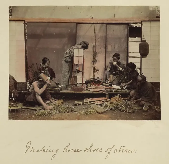 Framed Print : Making Horse-shoes of Straw, about 1873-1883. Creator: Shinichi Suzuki I Framed Print : Making Horse-shoes of Straw, about 1873-1883. Creator: Shinichi Suzuki I