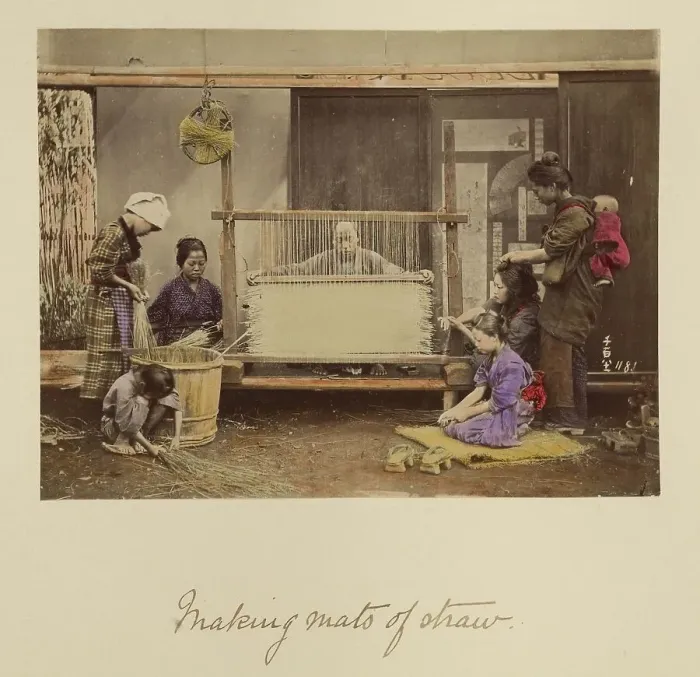 Framed Print : Making Mats of Straw, about 1873-1883. Creator: Shinichi Suzuki I Framed Print : Making Mats of Straw, about 1873-1883. Creator: Shinichi Suzuki I