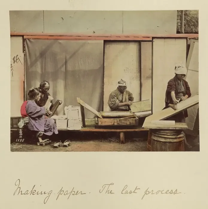 Framed Print : Making Paper - The Last Process, about 1873-1883. Creator: Shinichi Suzuki I Framed Print : Making Paper - The Last Process, about 1873-1883. Creator: Shinichi Suzuki I