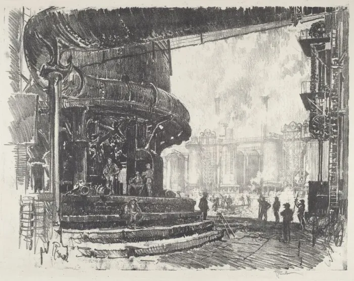 Framed Print : Making Pig-Iron, 1916. Creator: Joseph Pennell Framed Print : Making Pig-Iron, 1916. Creator: Joseph Pennell