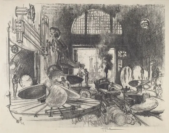 Framed Print : Making Propeller Blades, 1917. Creator: Joseph Pennell Framed Print : Making Propeller Blades, 1917. Creator: Joseph Pennell