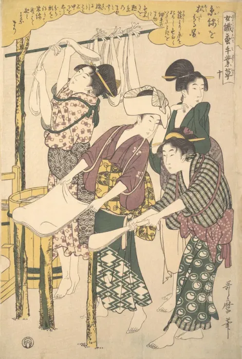 Framed Print : The Making of Silk Floss, ca. 1790. Creator: Kitagawa Utamaro Framed Print : The Making of Silk Floss, ca. 1790. Creator: Kitagawa Utamaro