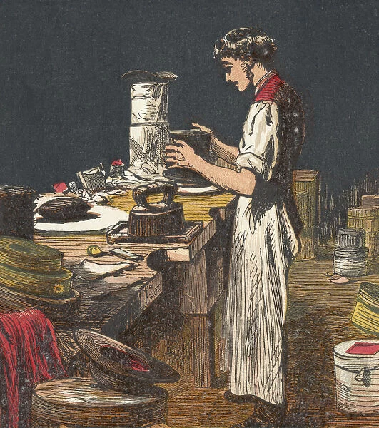 Making silk hats, 1867