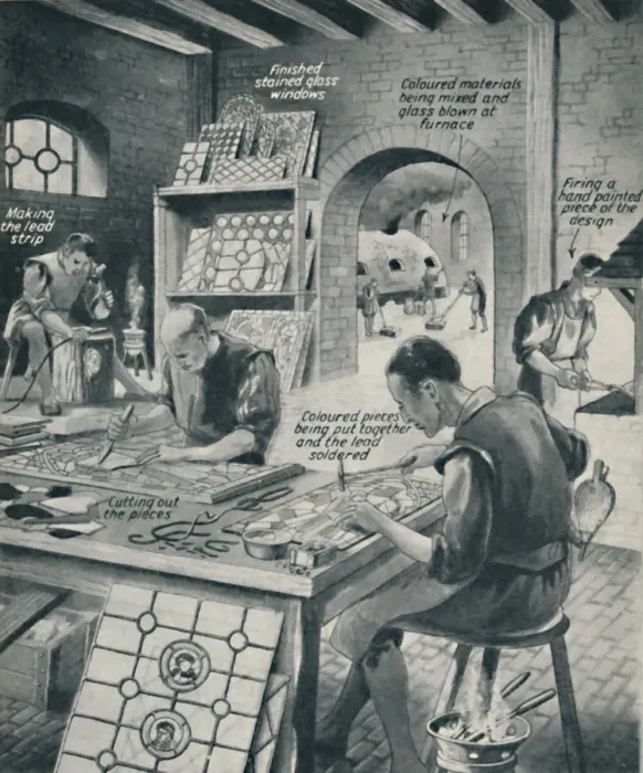 Framed Print : Making A Stained Glass Window, c1934 Framed Print : Making A Stained Glass Window, c1934