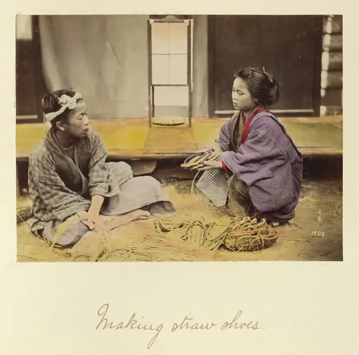 Framed Print : Making Straw Shoes, about 1873-1883. Creator: Shinichi Suzuki I Framed Print : Making Straw Shoes, about 1873-1883. Creator: Shinichi Suzuki I