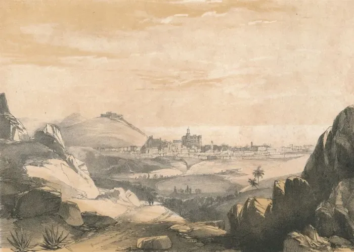 Framed Print : Malaga, from the Ermitas, c1850. Creator: Dickinson Brothers Framed Print : Malaga, from the Ermitas, c1850. Creator: Dickinson Brothers