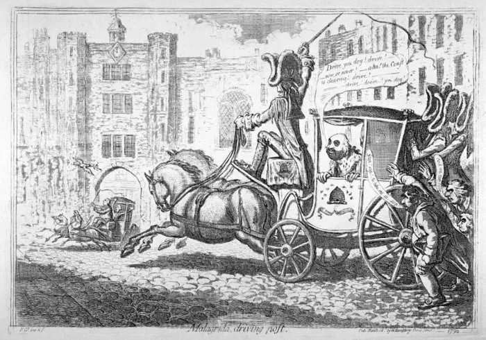 Framed Print : Malagrida driving post, 1792. Artist: James Gillray Framed Print : Malagrida driving post, 1792. Artist: James Gillray
