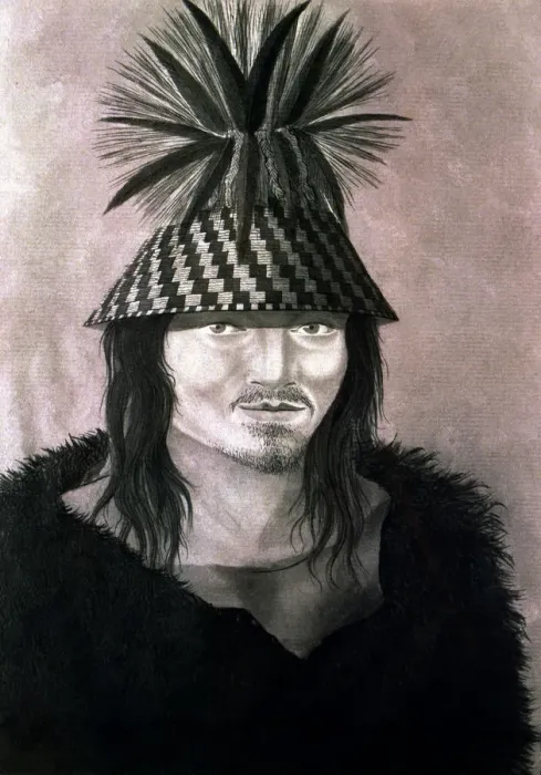 Framed Print : Malaspina Expedition, drawing by Jose Cadero of a chief from Langara point Framed Print : Malaspina Expedition, drawing by Jose Cadero of a chief from Langara point