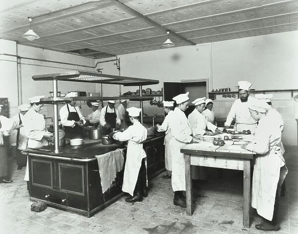 Male cookery students, Westminster Technical Institute, London, 1910