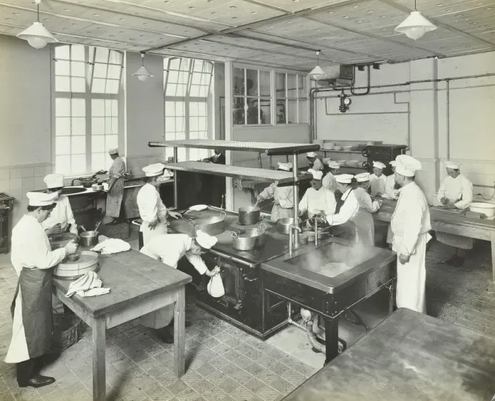 Framed Print : Male cookery students at work in the kitchen, Westminster Technical Institute, London, 1910 Framed Print : Male cookery students at work in the kitchen, Westminster Technical Institute, London, 1910