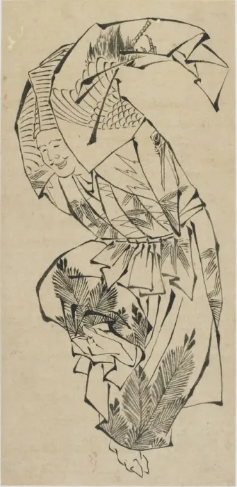Framed Print : Male dancer, Manzai, late 18th-early 19th century. Creator: Hokusai Framed Print : Male dancer, Manzai, late 18th-early 19th century. Creator: Hokusai