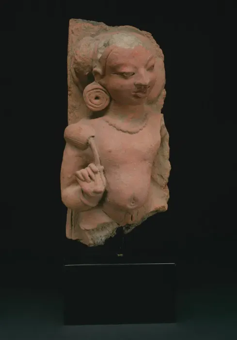 Framed Print : Male Deity (Deva) Holding a Lotus Bud, Gupta period, 4th / 5th century. Creator: Unknown Framed Print : Male Deity (Deva) Holding a Lotus Bud, Gupta period, 4th / 5th century. Creator: Unknown