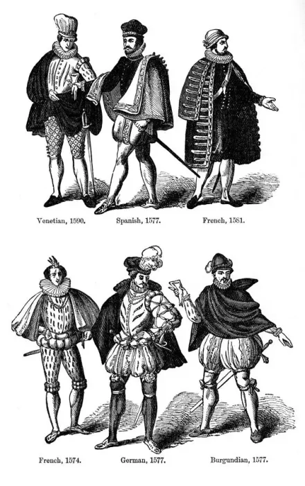 Framed Print : Male dress, 16th century, (1910) Framed Print : Male dress, 16th century, (1910)