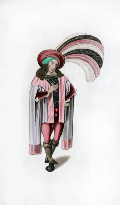Framed Print : Male dress, c1480, (1843). Artist: Henry Shaw Framed Print : Male dress, c1480, (1843). Artist: Henry Shaw