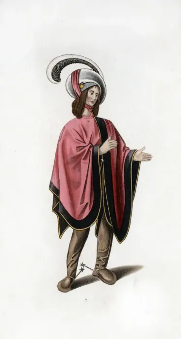 Framed Print : Male dress, c1480, (1843). Artist: Henry Shaw Framed Print : Male dress, c1480, (1843). Artist: Henry Shaw