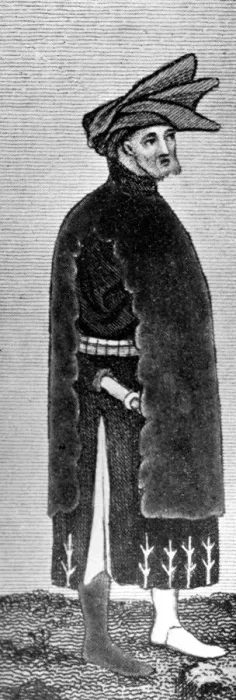 Framed Print : Male dress, late 14th century, (1910) Framed Print : Male dress, late 14th century, (1910)
