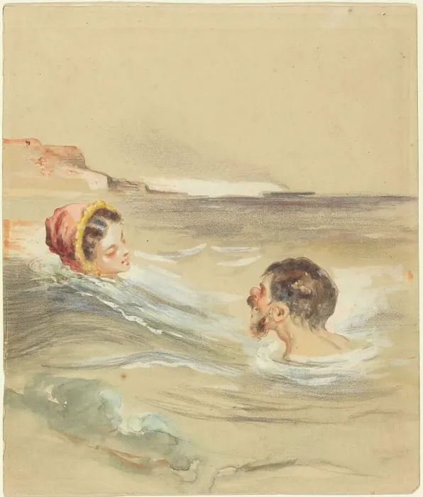 Framed Print : Male and Female Bathers. Creator: Alfred Grevin Framed Print : Male and Female Bathers. Creator: Alfred Grevin