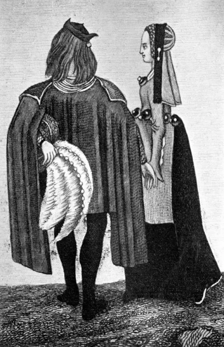 Framed Print : Male and female costume, late 15th-early 16th century, (1910) Framed Print : Male and female costume, late 15th-early 16th century, (1910)