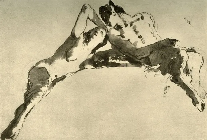 Framed Print : Male and Female Faun, mid 18th century, (1928). Artist: Giovanni Battista Tiepolo Framed Print : Male and Female Faun, mid 18th century, (1928). Artist: Giovanni Battista Tiepolo