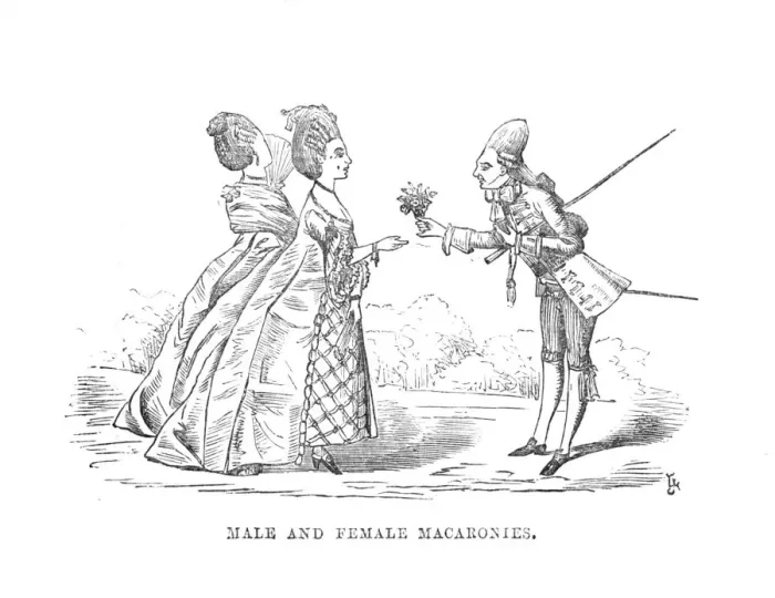 Framed Print : Male and Female Macaronies, c1870 Framed Print : Male and Female Macaronies, c1870