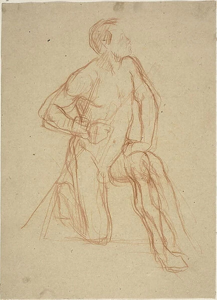 Male Figure Kneeling, c. 1874. Creator: Jules Elie Delaunay
