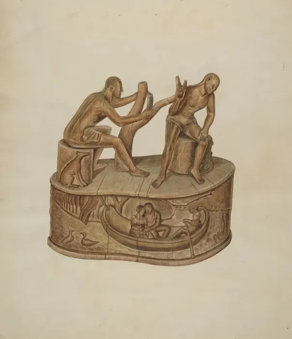 Framed Print : Two Male Figures Seated, c. 1937. Creator: Al Curry Framed Print : Two Male Figures Seated, c. 1937. Creator: Al Curry