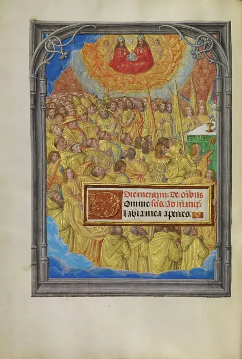 Framed Print : Male Martyrs and Saints Worshiping the Lamb of God; Spinola Hours, about 1510-1520. Creator: Master of James IV of Scotland Framed Print : Male Martyrs and Saints Worshiping the Lamb of God; Spinola Hours, about 1510-1520. Creator: Master of James IV of Scotland