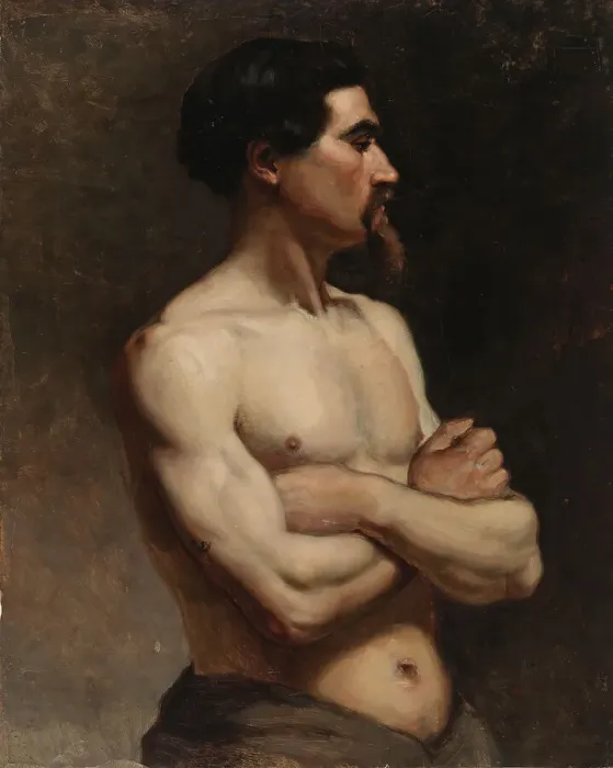 Framed Print : Male Model, Academy Study, 1874-1875. Creator: Albert Edelfelt Framed Print : Male Model, Academy Study, 1874-1875. Creator: Albert Edelfelt