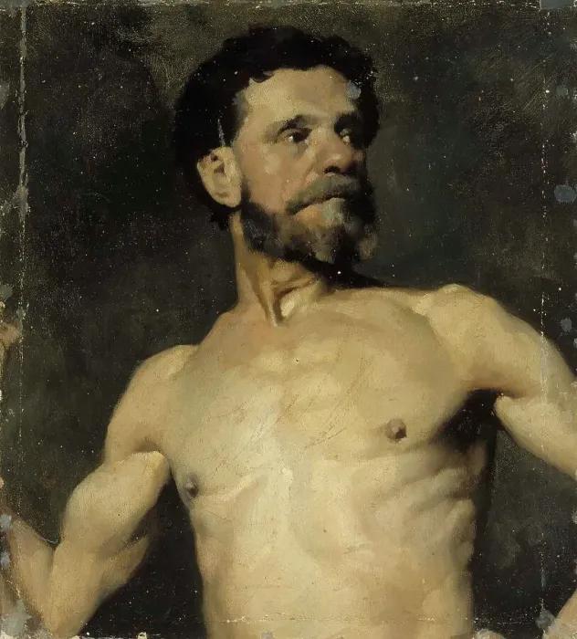 Framed Print : Male model, academy training, 1874-1875. Creator: Albert Edelfelt Framed Print : Male model, academy training, 1874-1875. Creator: Albert Edelfelt