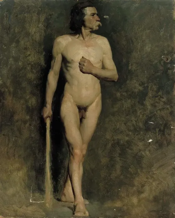 Framed Print : Male model, academy training, 1874-1875. Creator: Albert Edelfelt Framed Print : Male model, academy training, 1874-1875. Creator: Albert Edelfelt