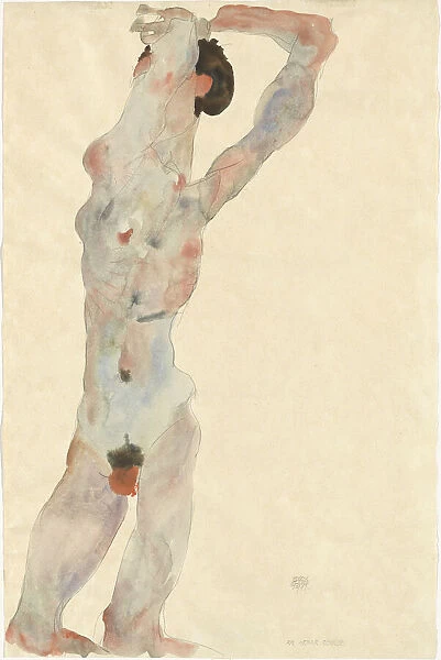 Male nude, 1912. Creator: Schiele, Egon (1890-1918)