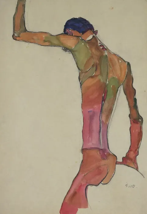 Framed Print : Male Nude with Arm Raised. Artist: Schiele, Egon (1890?1918) Framed Print : Male Nude with Arm Raised. Artist: Schiele, Egon (1890?1918)