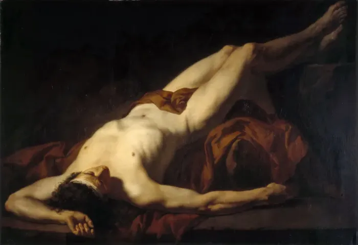 Framed Print : Male Nude (Hector). Artist: David, Jacques Louis (1748-1825) Framed Print : Male Nude (Hector). Artist: David, Jacques Louis (1748-1825)