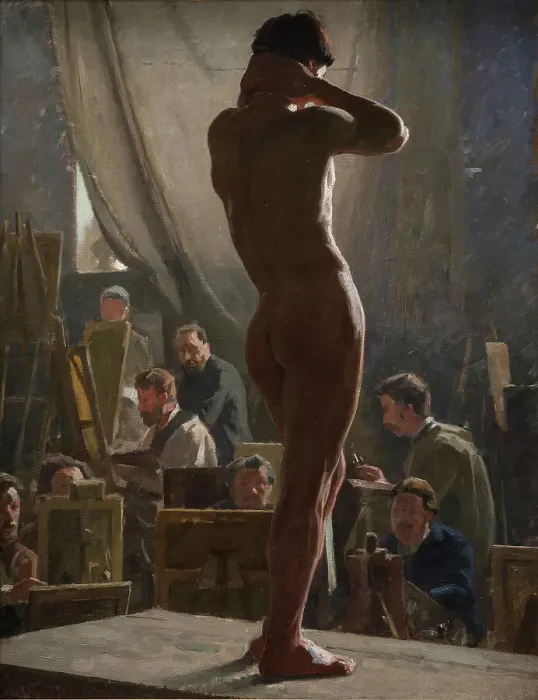 Framed Print : Male Nude in the Studio of Bonnat, 1877. Creator: Laurits Tuxen Framed Print : Male Nude in the Studio of Bonnat, 1877. Creator: Laurits Tuxen