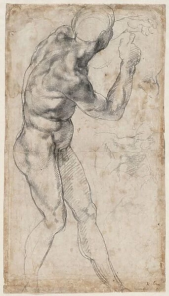 Male nude, turning to the right, 1504 or 1506. Creator: Buonarroti, Michelangelo (1475-1564)